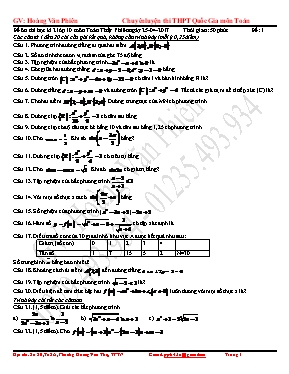 Đề ôn tập thi kỳ II môn Đại số Khối 10 - Đề 4 - Năm học 2016-2017
